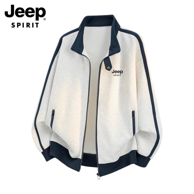 JEEP SPIRIT Men's Casual Stand-Collar Cardigan Sweatshirt