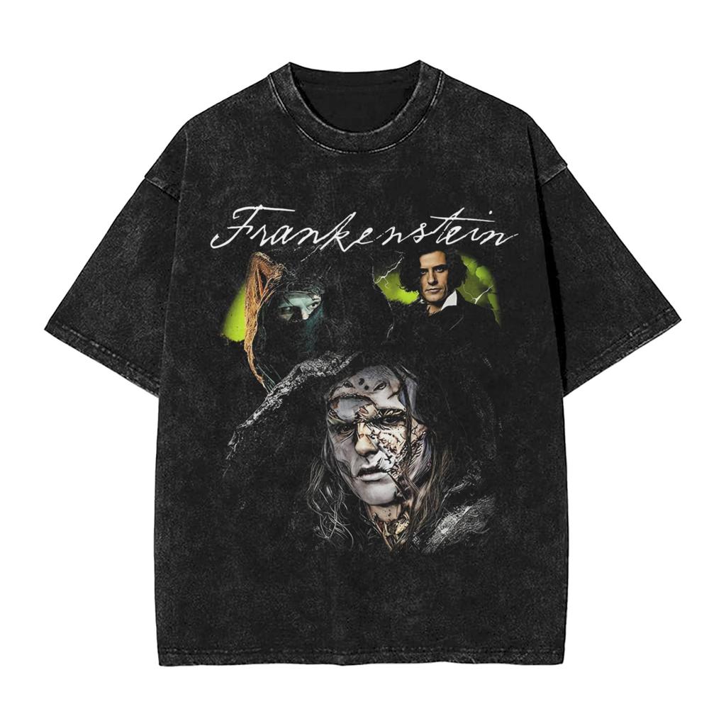 Fashion Men Women Frankenstein Movie 2025 Tee Shirt Cotton Washed T Shirts Apparel