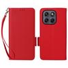 Wallet Case for Moto G67 5G - Leather/PU, Red, With Lanyard