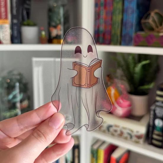 Clear Ghost Bookmark Cute Halloween Gothic Bookmarks Waterproof Creative Paper Cards Gift for Christmas Birthday