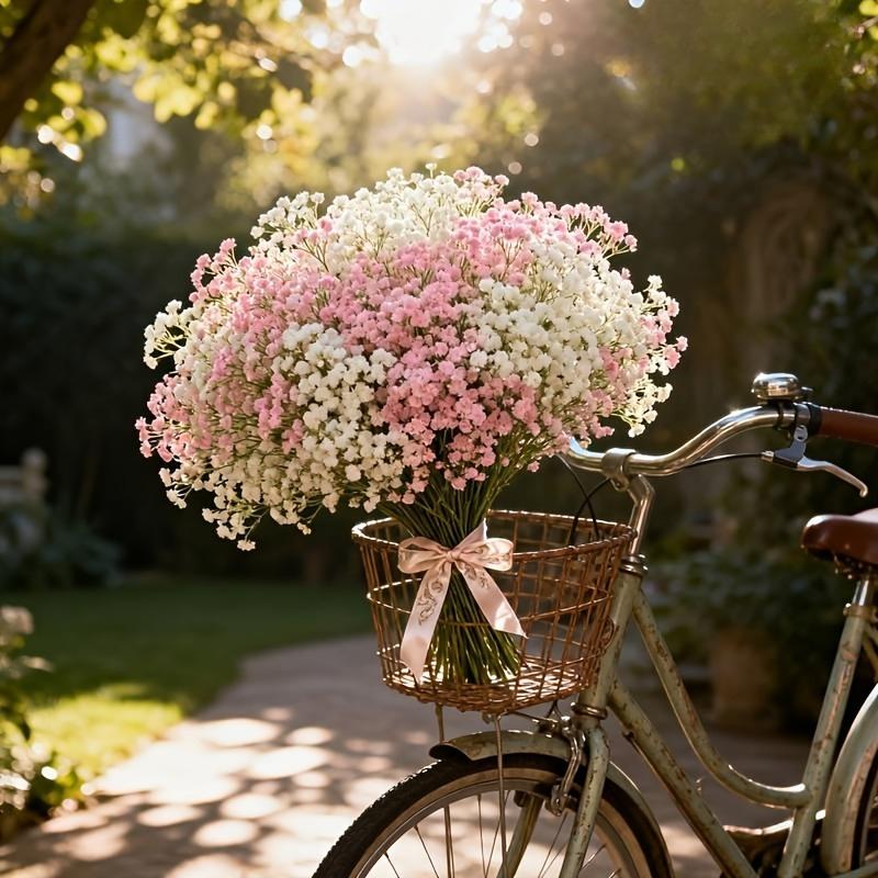 5 Bunches of Artificial Baby's Breath,Realistic Touch Faux Gypsophila, Artificial Flowers for Outdoor Wedding Decorations