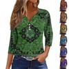 Women's T Shirt Tee Print Button 3/4 Sleeve Daily Weekend Fashion Basic V- Neck Regular Top