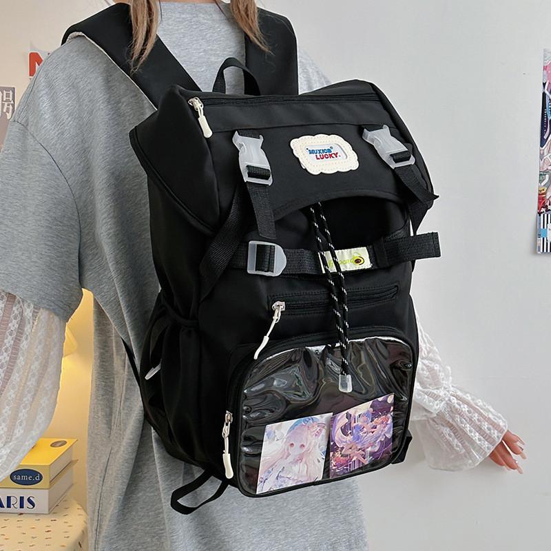 Decor Letters Minimalist Student Backpacks With Transparent Compartments