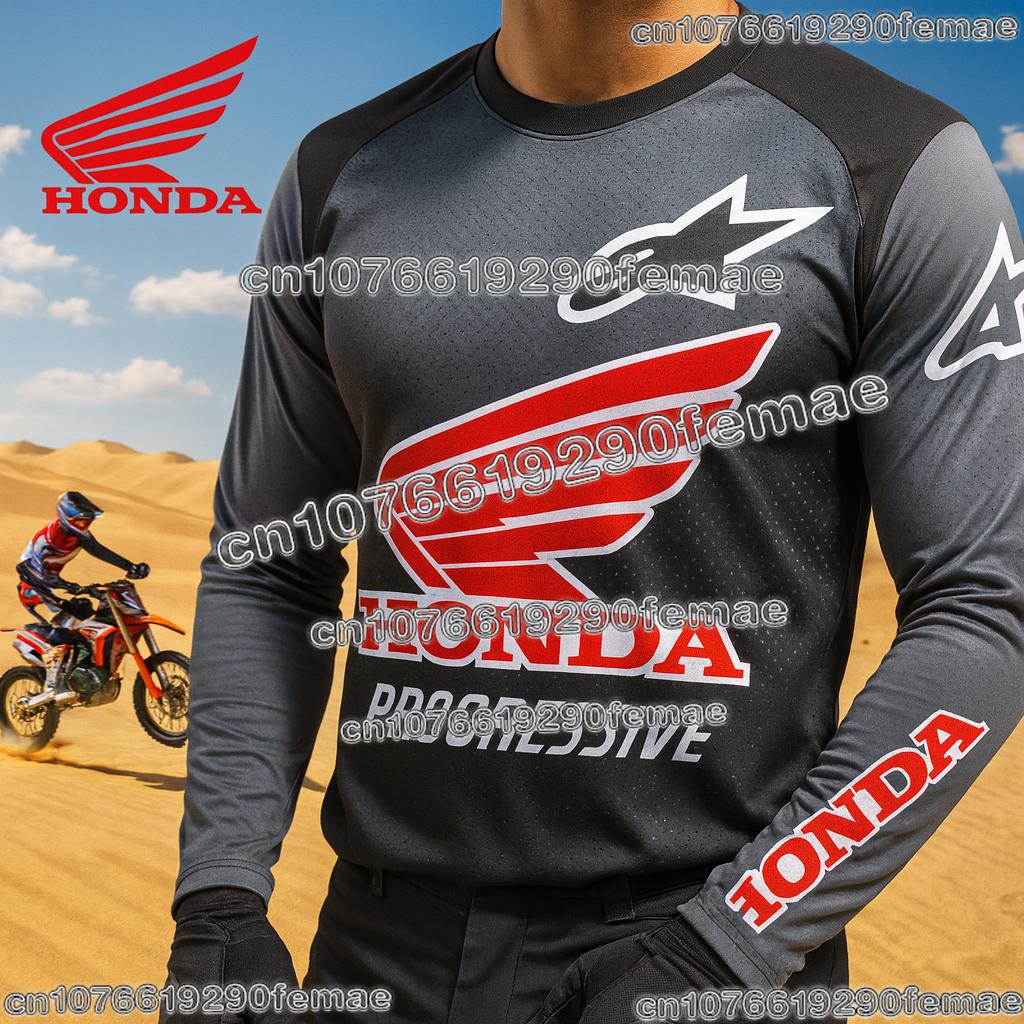 Honda Motorcycle Long Sleeve Jersey Quick Dry Breathable Comfortable Riding Shirt for Dirt Bike Mountain Racing Enthusiasts