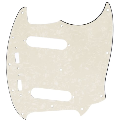 Musiclily Pro 12-Hole American-Made Fender Mustang Guitar Pickguard, 4-Ply Aged White Pearl