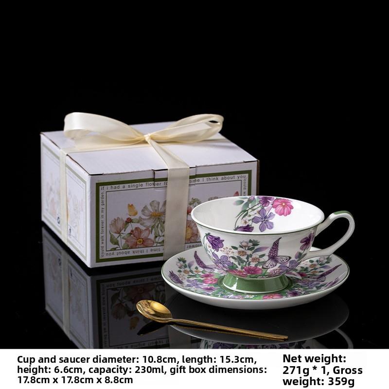 

British Retro Bone China Coffee Cup Set Couple Gifts Birthday Moving Gift Small Style Bell Flower Pattern Ceramic Coffe... оранжевый