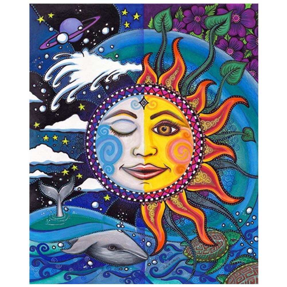 5D Round Diamond Painting Kits Sun and Moon Art Full Drill Embroidery Decor Gift 5D Round Diamond Painting Kits Sun and Moon Art Full Drill Embroidery Decor Gift