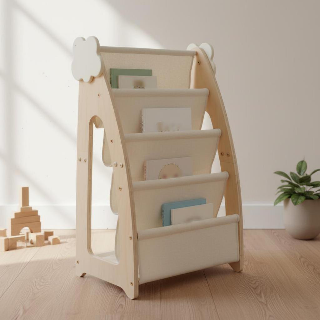 Kids Bookshelf Cabinet Front-Facing Display Children's Book Rack for Toddlers