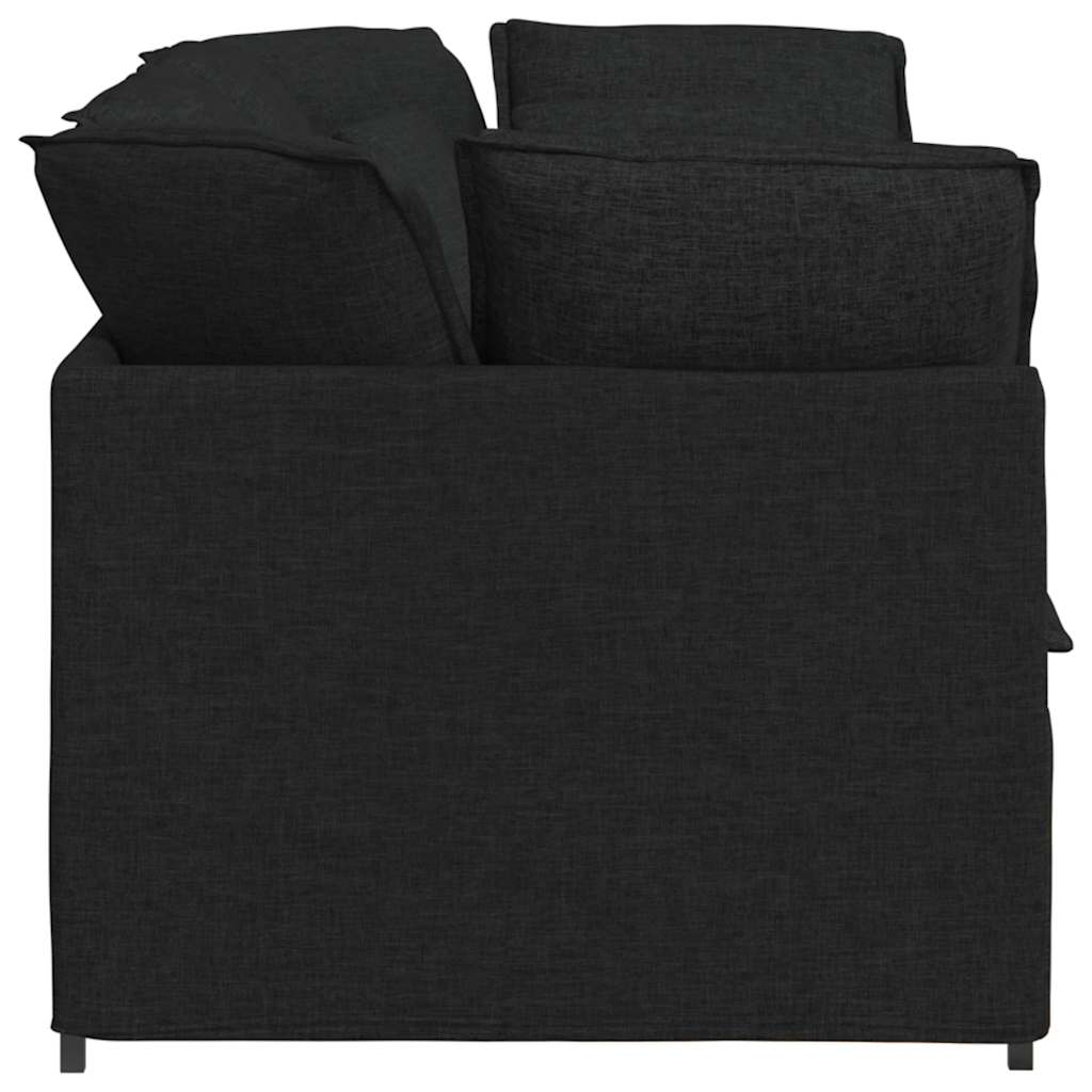 Modular Sofa with Cushions Fabric Black