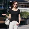Clearance Women's Slanted Shoulder Modal Cotton Short Sleeve T-Shirt - Stylish & Comfortable