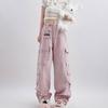 Women's Oversize High Waist Baggy Trousers  Pink Cargo Pants Vintage Harajuku Y2k Aesthetic Loose Parachute Pants