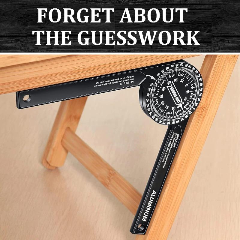 Miter Saw Protractor Aluminum 360° Rotatable Horizontal Angle Ruler Precision Laser-Inside & Outside Miter Angle Measure Finder