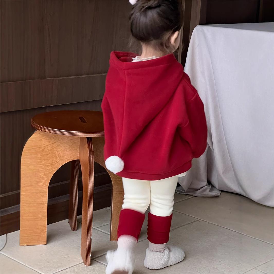 

Зимний утепленный детский свитер с капюшоном Детская одежда на осень и зиму Девочки Рождественский флисовый комплект 73CM
