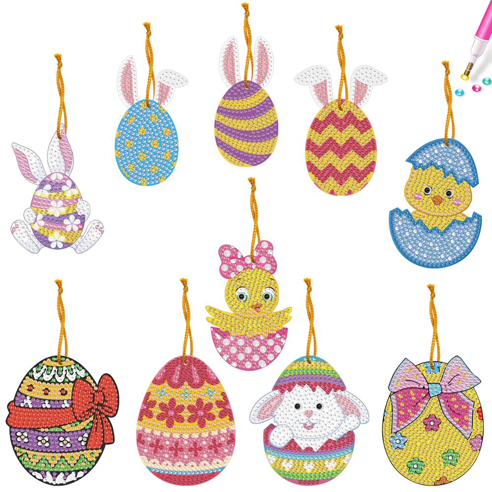 

10pcs Diamond Painting Pendant Special-shaped Drill DIY Rhinestone Pendant Single Side Spot Art Crafts Women Bag Decoration Gift