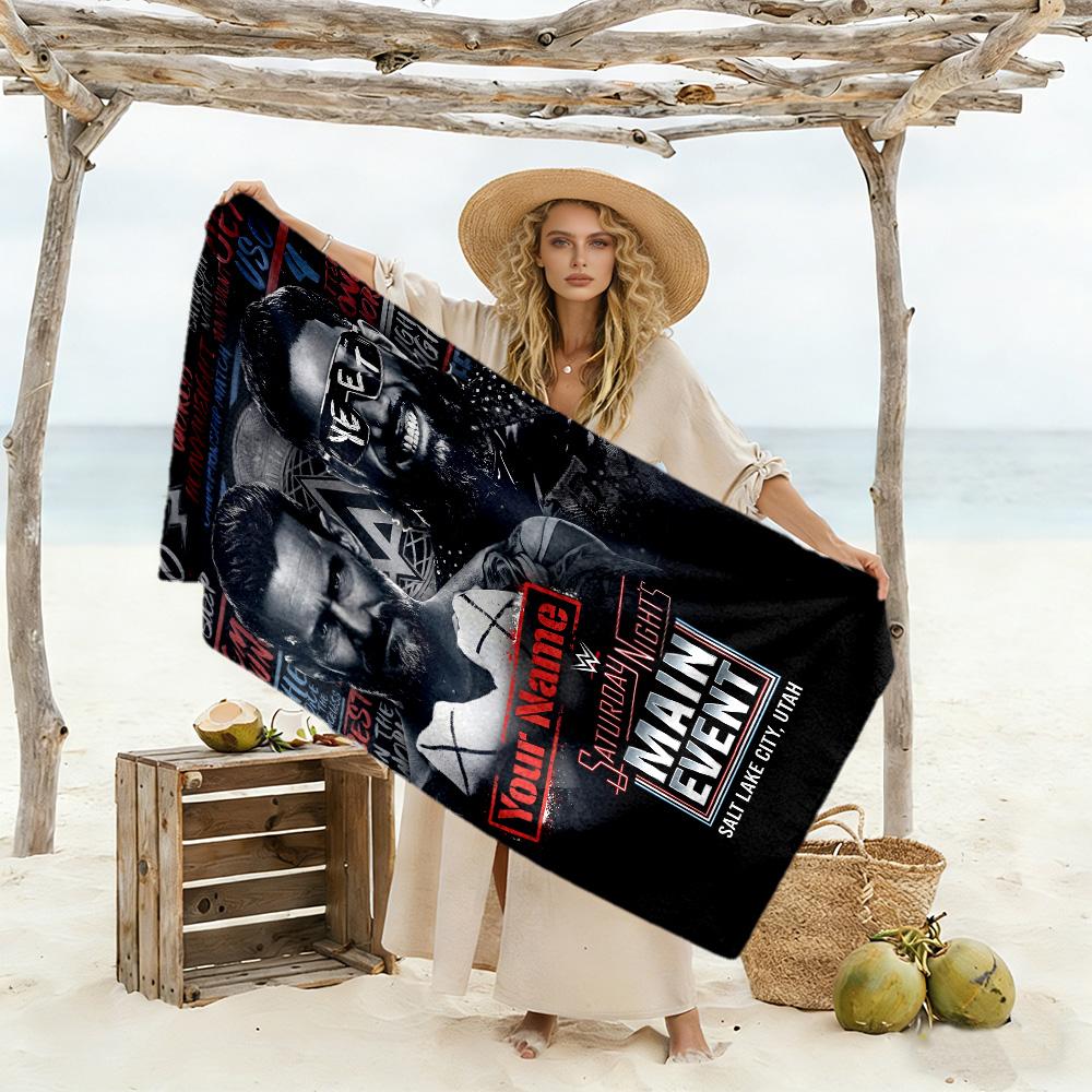 Wrestlemania Customizable Name Beach Towel Soft Durable Quick-Dry Portable for SwimmingBeachCamping Travel Beach AccessoriesGym