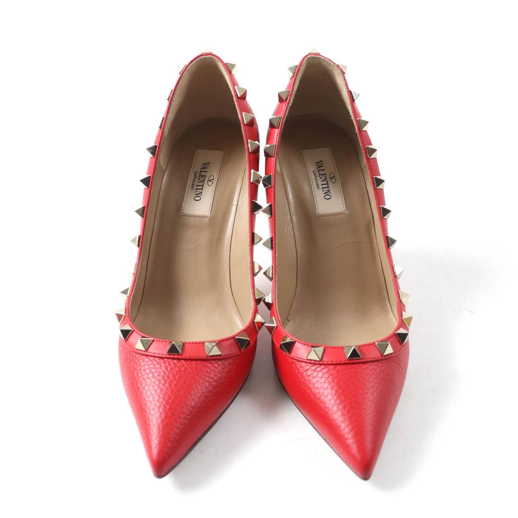 Great Valentino Garavani pumps Rock stud pointed toe Red leather Women 36 Used