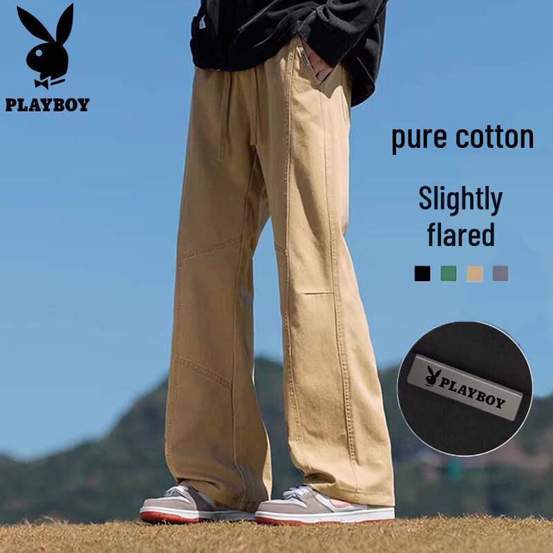 Мужские брюки-карго Playboy из чистого хлопка, свободные, прямого кроя 4XL