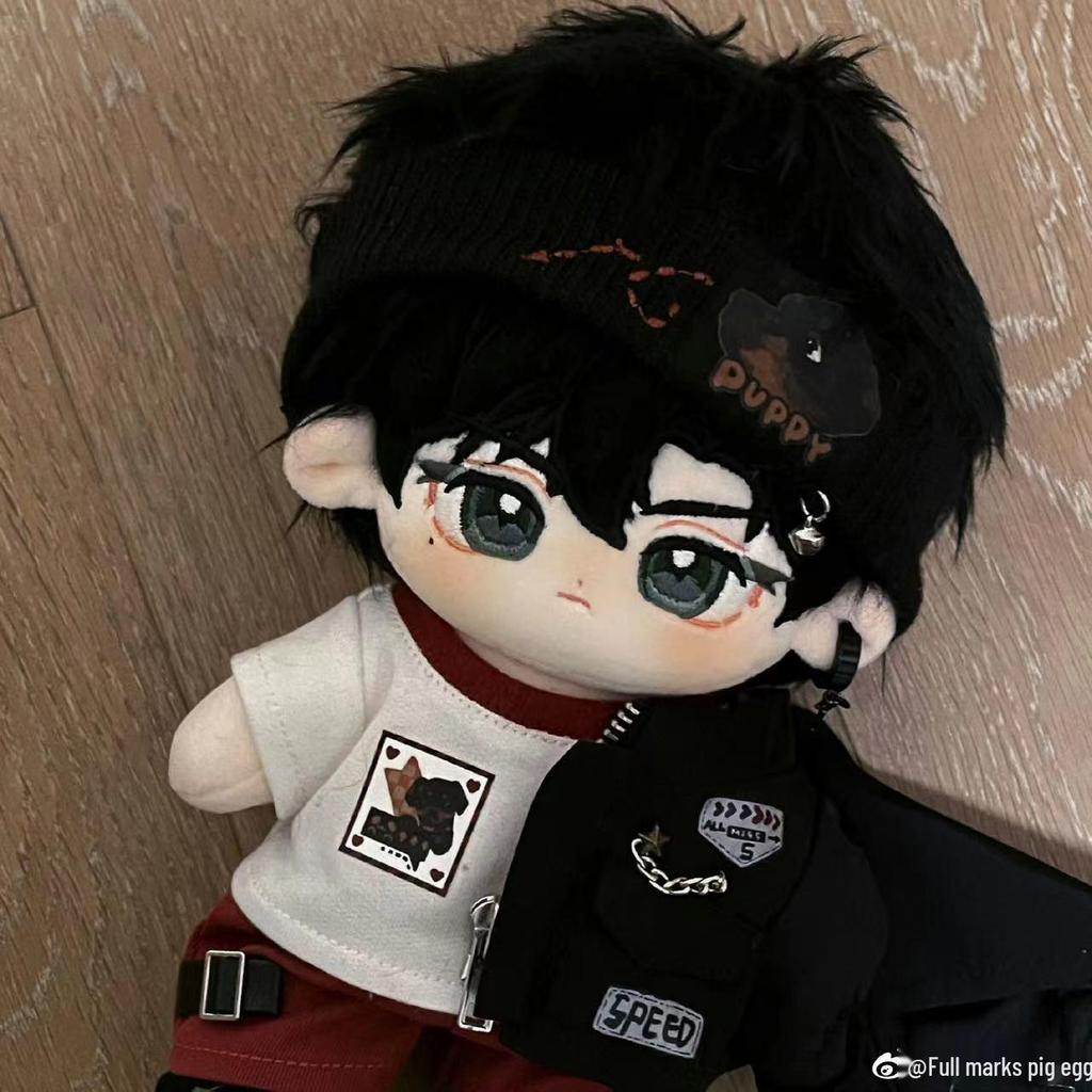 20cm Doberman Cotton Doll with Cool Outfit Set