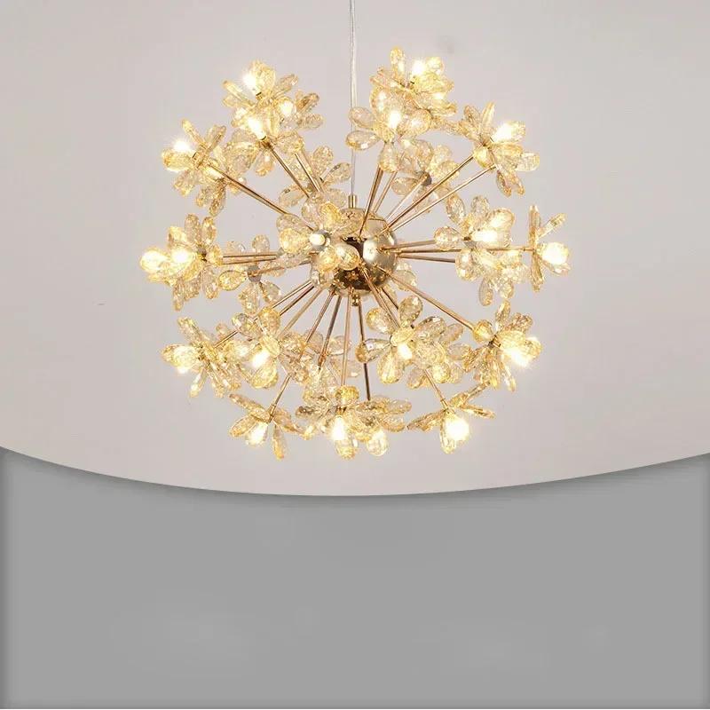 W1917 Modern Luxury Crystal Chandelier Dandelion Round Ball Pendant Ceiling Lamp for Dining Living Room Hanging Light New