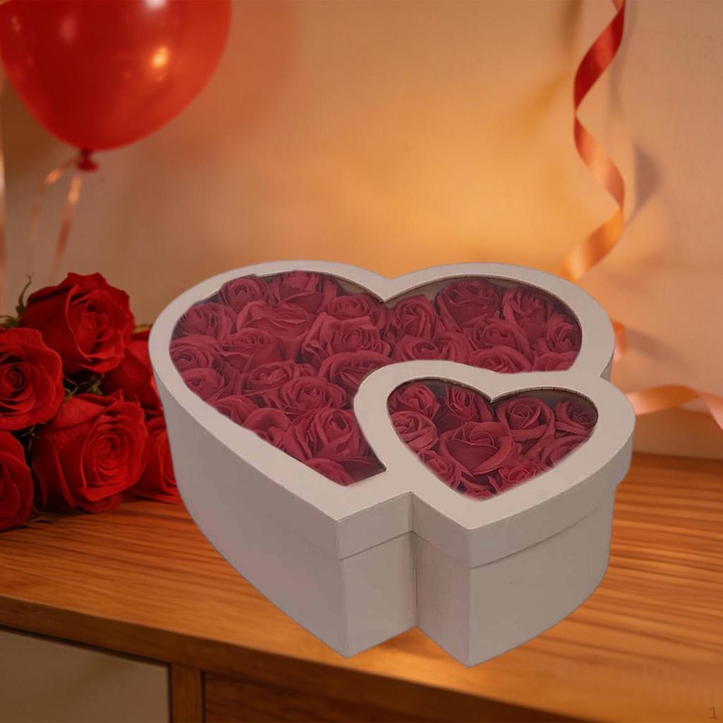 Box with Lid And Window, Made of Sturdy Cardboard, for Flower Arrangements, Gifts Decorations