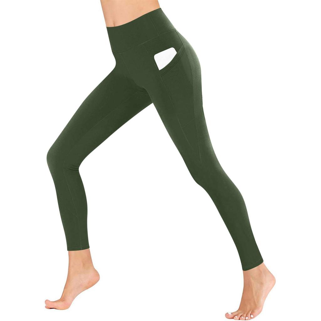 High Waisted Fleece Lined Leggings Women Lightweight Yoga Pants Casual Workout Thermal Warm Tights With Pockets