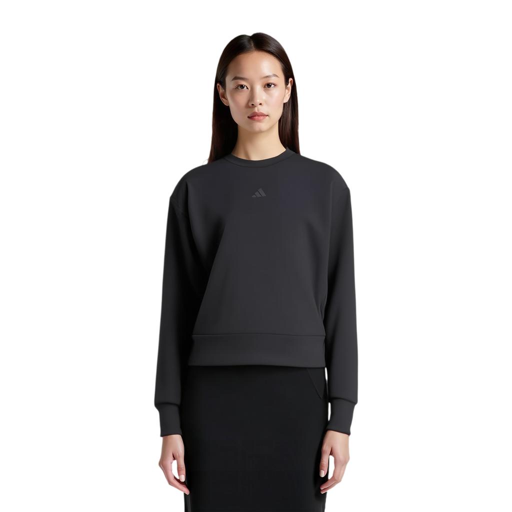 Adidas Solid Color Pullover Round Neck Loose Long Sleeve Sweatshirt Women sweatshirt Black JP2655