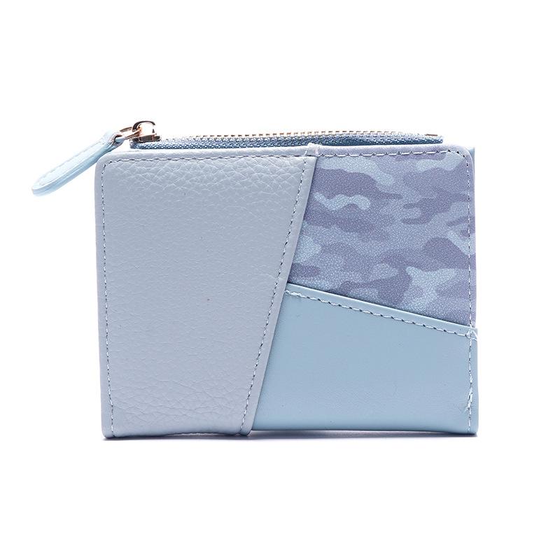 New Color Spliced Change Bag Short, Fashionable Multi-card Zipper Wallet, Short Wallet Lady