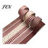 Office Desk Organization Tape 6 Rolls Plaid Washi Set, Grid Checkered Pattern Masking Tape, Self Retro Adhesive Decorative for DIY Crafts, Journal,