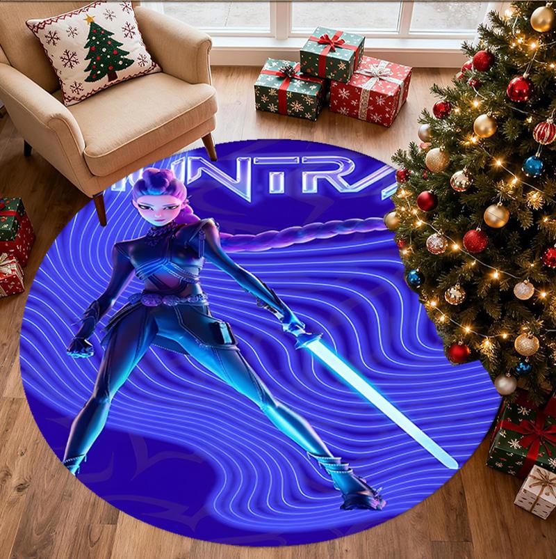 KPop Demon Hunters Pattern Round Rug, Indoor/Outdoor Mat, for Picnic, Gameroom, Bedroom, Office, Living Room, Home Decor Carpet, Birthday Gift