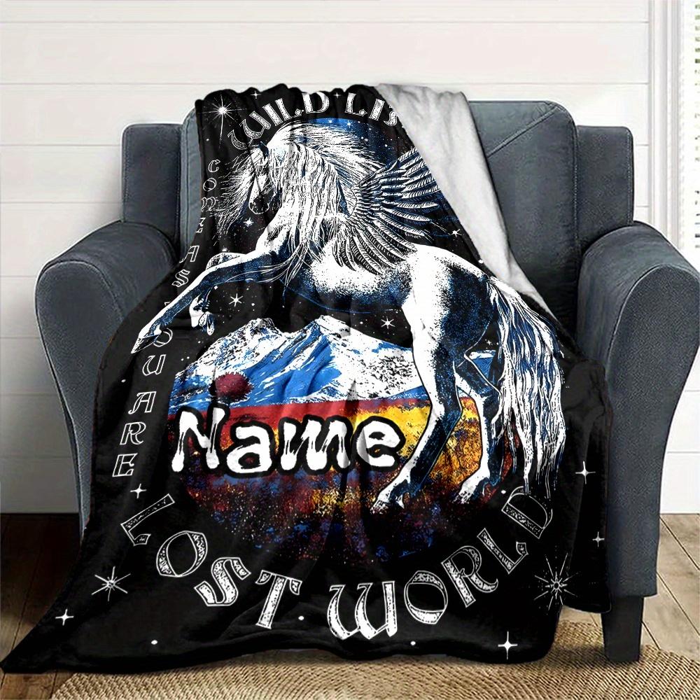 Colorful Unicorn Blanket Personalized Name Soft Comfortable Stylish Blanket Car Blanket Perfect For Travel Camping Outdoor Home Suitable For All