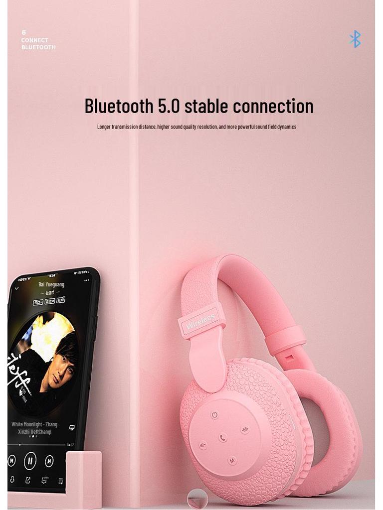 2025 Universal Wireless Bluetooth Headphones with Long Battery Life, Card Slot, and Earbuds for Men and Women