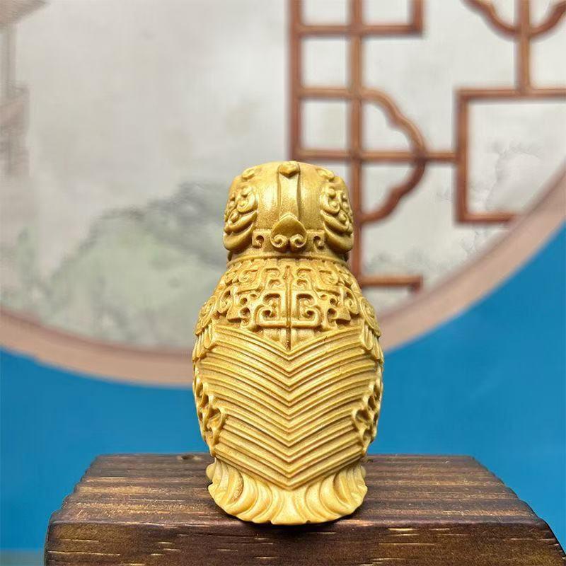 Wooden Carving Spring And Autumn Period And Warring States Period Bird Zun mascot Decorative Gods and beasts Statue