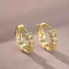 Sparkling Gold Color Circle Earrings Female Engagement Jewelry with Brilliant Zirconia Fashion Daily Wearable Accessories