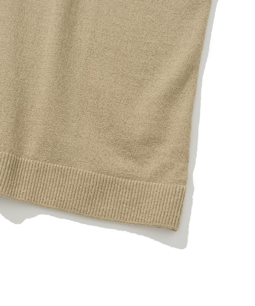 KNITTED Cool Summer Open Collar Clover Knit Beige
