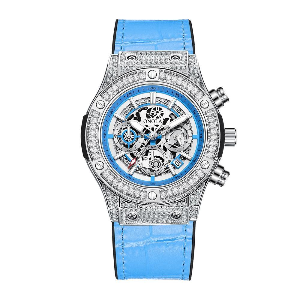 ONOLA Fashion Sports Luxury Men Wristwatch Date Waterproof Luminous Chronograph Man Watch Unique Leather Quartz Men's Watch