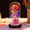 Love glass cover gold leaf flower ornament, Christmas and Valentine's Day creative gift, luminous simulated rose bouquet