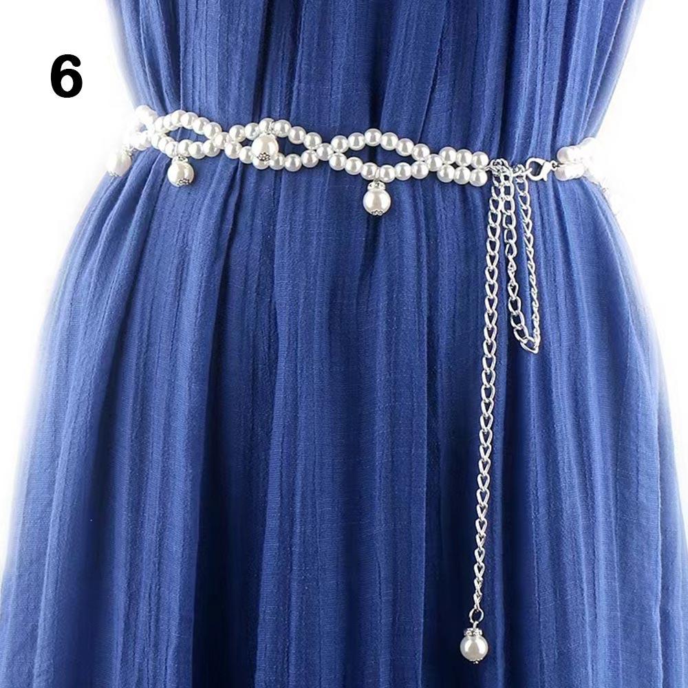 Fashion Elegant Beaded Waist Chain for Dress Boho Body Jewelry Pearl Thin Waist Chain Waist Accessories Women Body Chain Belt