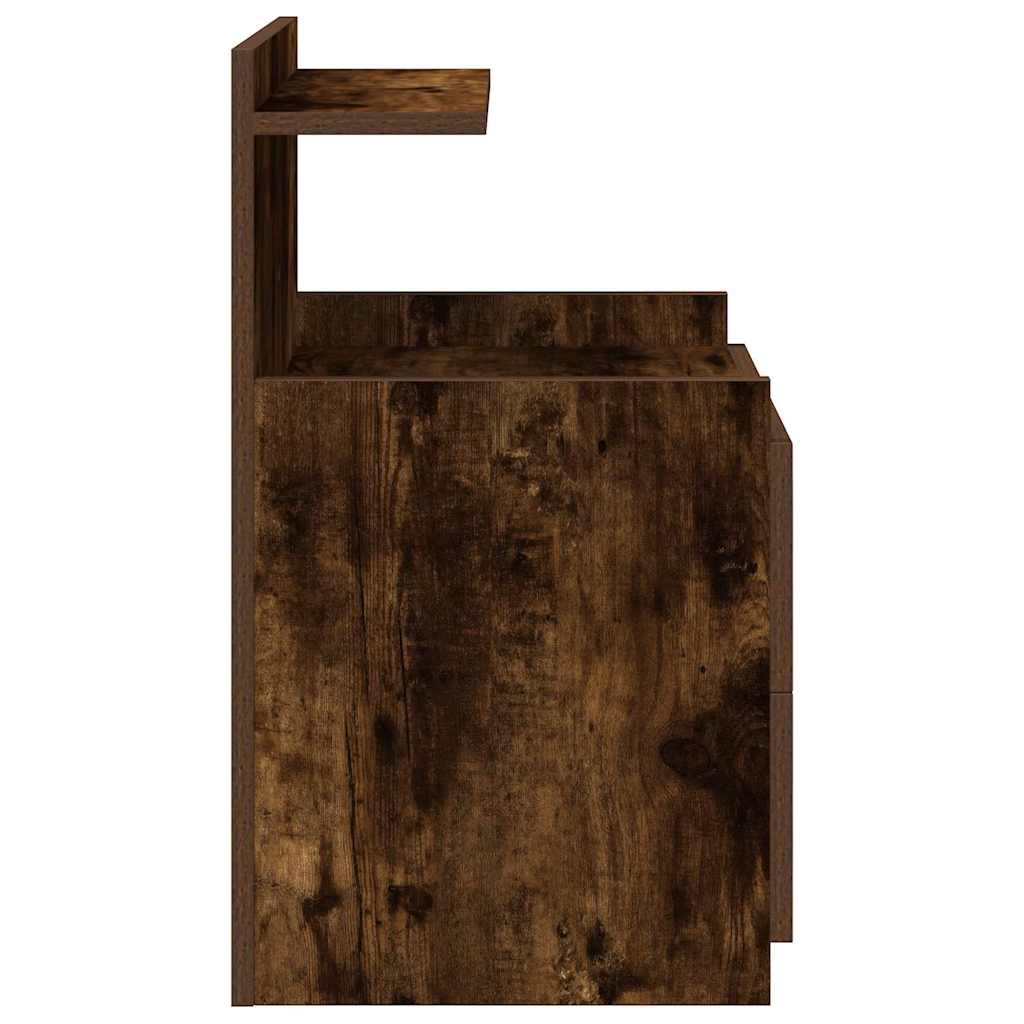 Nightstand with 2 Drawers Smoked Oak Finish 40 X 36.5 X 62 Cm