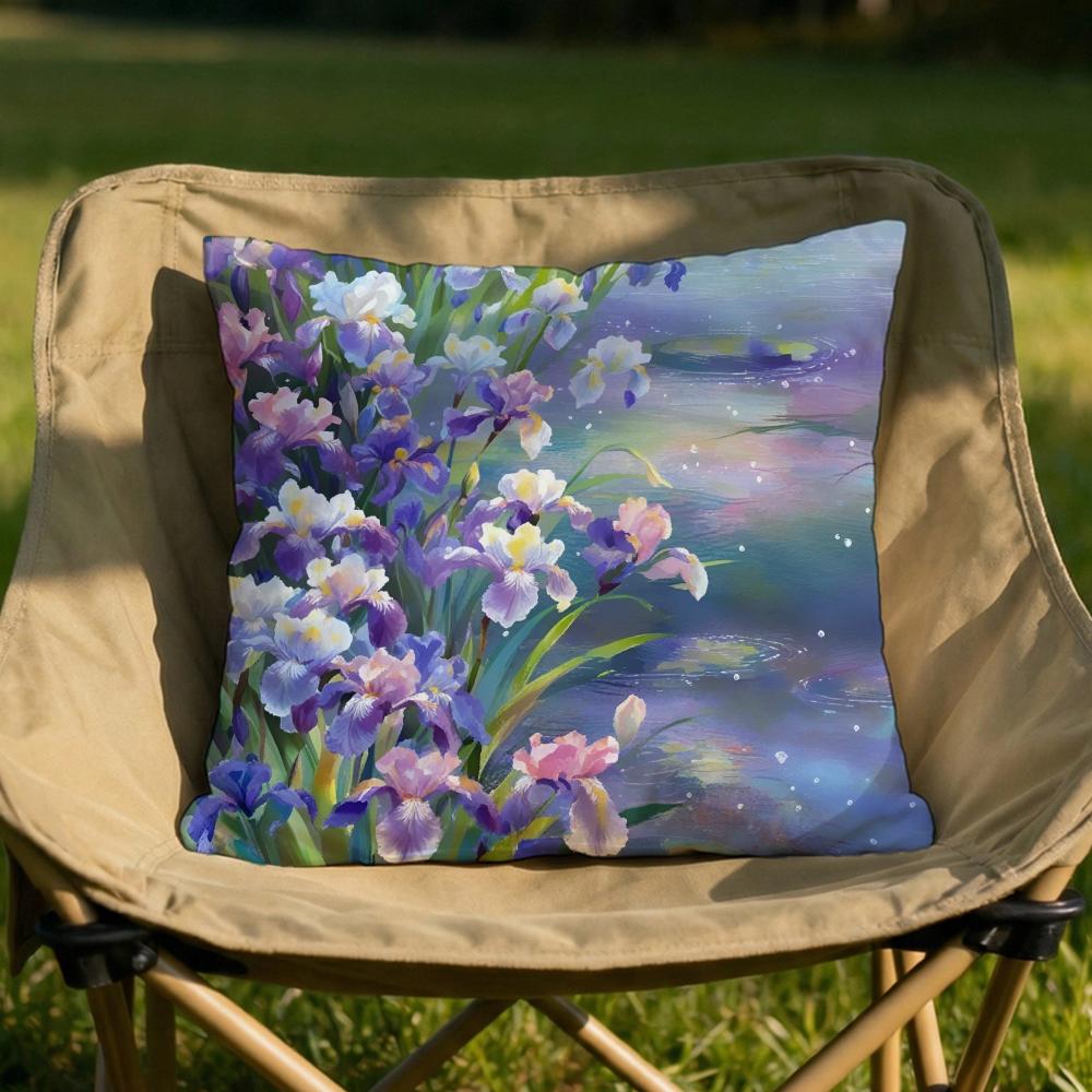 Iris Cushion Cover Soft Reversible Durable Pillow Cover MultiScene Use for Home Car Daily Comfort