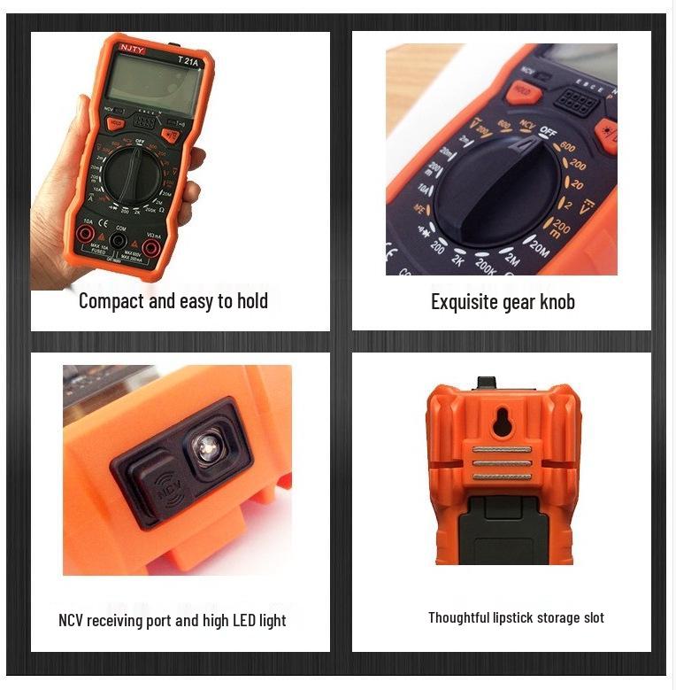T21A Portable Digital Multimeter with Illumination, Burn Protection, and Magnetic Adhesion