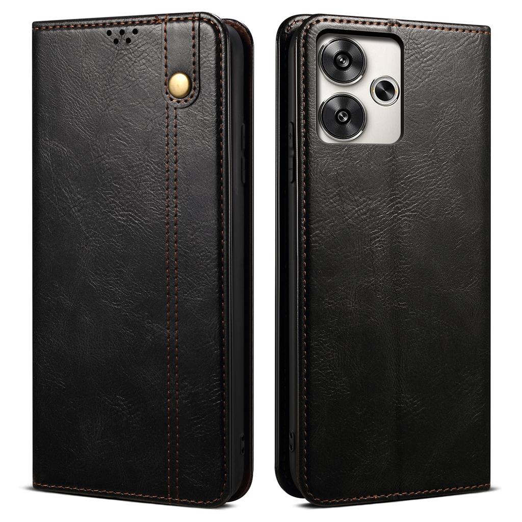 For Xiaomi Redmi Turbo 3 5G/Poco F6 5G Case Viewing Stand Crazy Horse Texture Leather Phone Cover