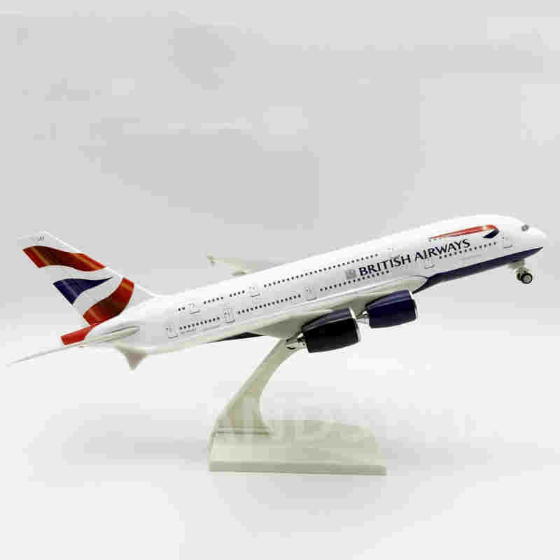 Die-cast Resin Airplane Model A380 British Airways 30CM 1/240 Scale 380 Model Plane with Stand Aviation Enthusiasts Gifts