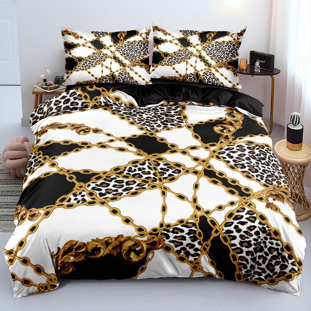 Leopard print Duvet Cover pillowcase Bedding Bedroom Decoration Children Gift adult Single Double bed Large SizeZip Duvet Cover
