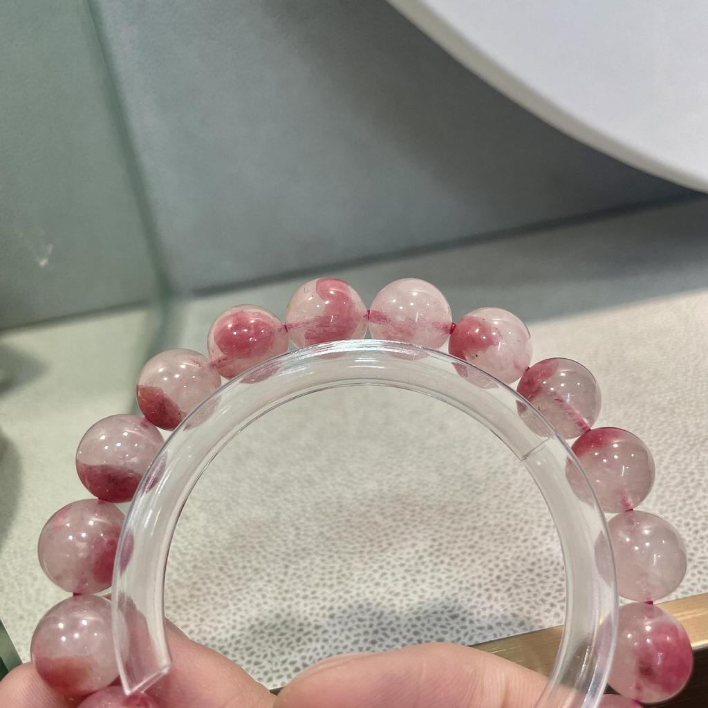 Cherry Blossom Rain Rose Pyroxene Bracelet Ice Species Floating Flower Natural Crystal Bracelet Women'S Round Bead Beaded Jewelry