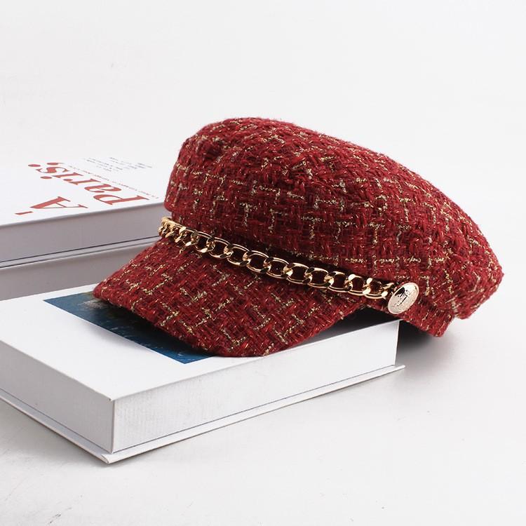 Fashion Women's Beret Hat, Winter Korean Style Leather Peaked Cap, Plain Color Baker Boy Hat for Women