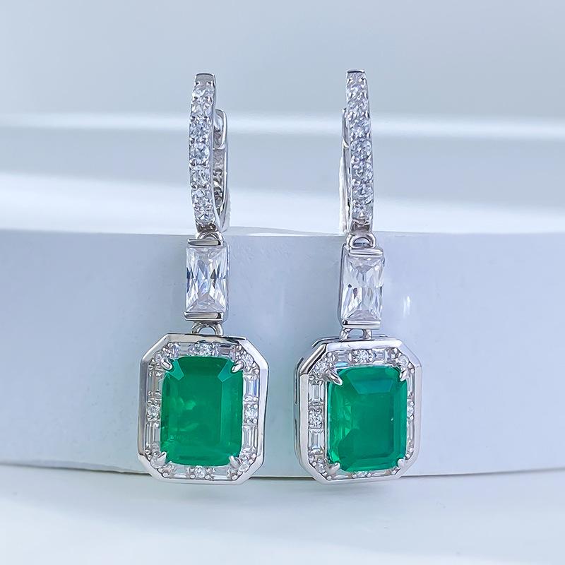 

Longlong Золото Серебро S925 Европейская и Американская Мода Имитация Изумруда Прямоугольные Серьги S925 Silver