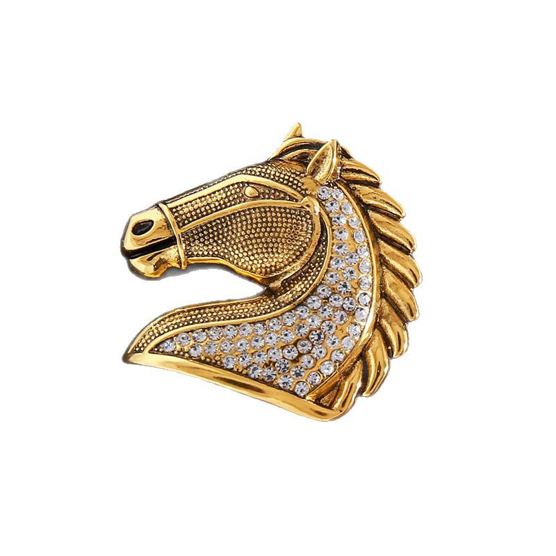 Men's Zodiac Horse Brooch with Success Chain
