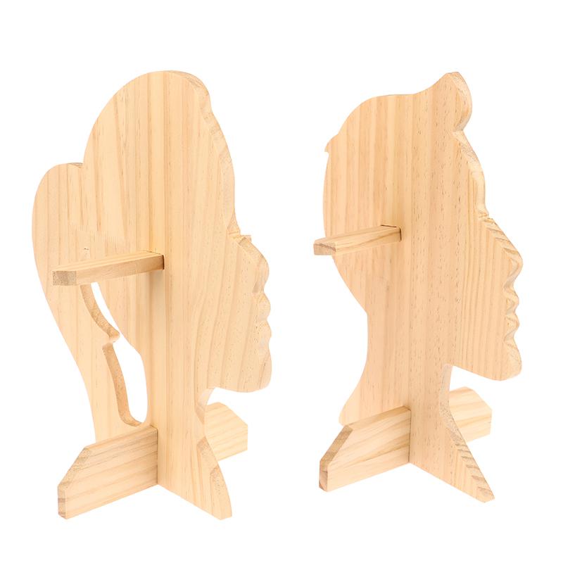 Sunglasses Shelf Display Stand Counter Glasses Storage Shelf Wooden Boys And Girls Head Mold Desktop Glasses Holder