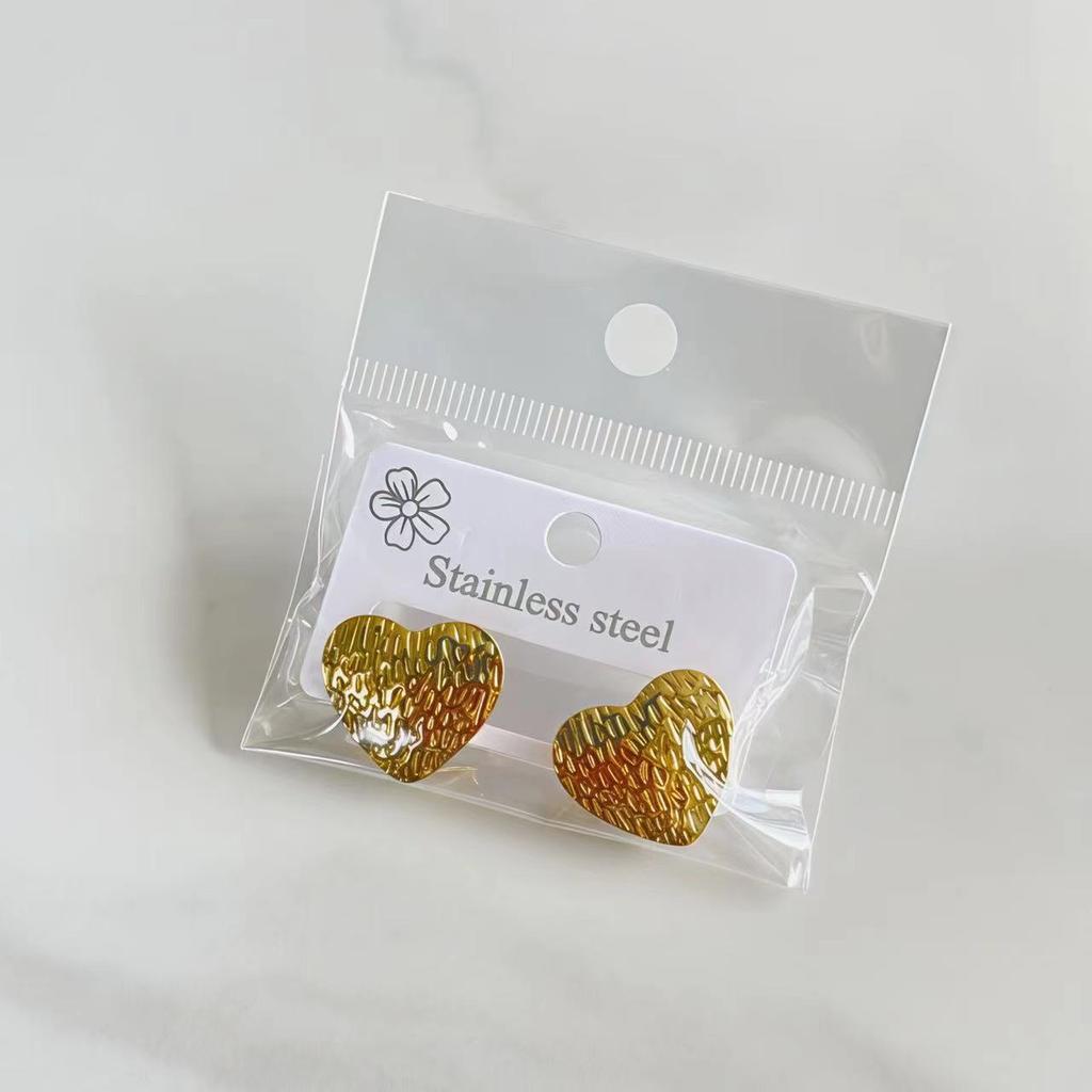 18K Gold Plated Stainless steel Waterproof Heart Stud Earrings, Bold Vintage Chunky Jewelry for Women