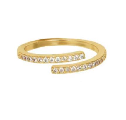 Luxury Zircon Geometry Twist Chain Open Rings for Women Gold Silver Color Elegant Finger Ring Wedding Jewelry Gifts